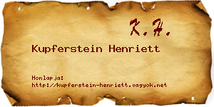 Kupferstein Henriett névjegykártya